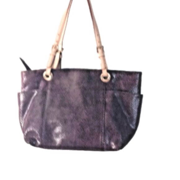 Michael Kors Jet Set Tote Purple Snake Embossed Shoulder Bag Very  Clean - Picture 12 of 12